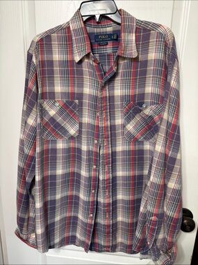 Polo by Ralph Lauren Purple, Red & Cream Plaid Button-Down Shirt